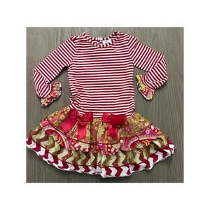Counting Daisies Red & White Striped Ruffle Dress – Girls Size 6